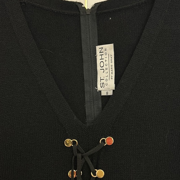SALE NWOT ST JOHN Collection by Marie Gray black sweater dress with gold detail. - Picture 3 of 6